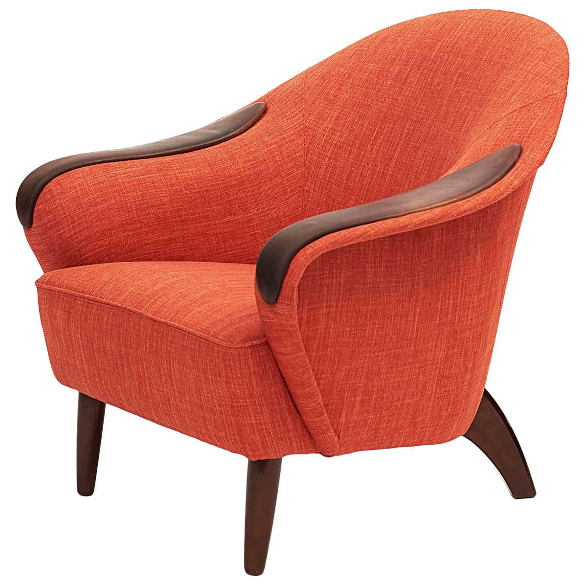 Stylish Danish Upholstered and Leather Club Chair, circa 1960