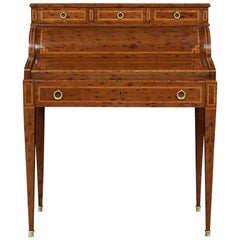 Plum Pudding Mahogany Cylinder Top Writing Desk Antique Plum Pudding Mahogany Cylinder Top Writing Desk