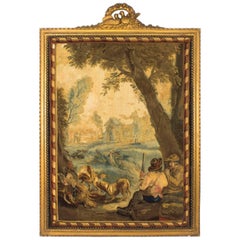 Antique 19th Century French Aubusson Tapestry in Giltwood Frame