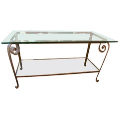 Glass and Wrought Iron Console, 1930s