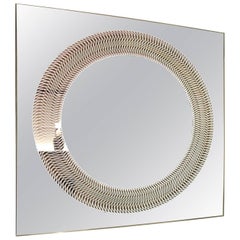 Modern Frameless Finely Etched Back Illuminated Square Glazz Cosmic Mirror