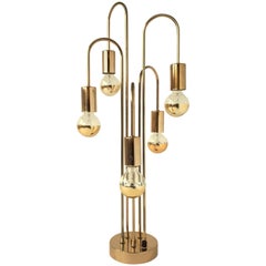 Waterfall Brass-Plated Table Lamp, 1970s, USA