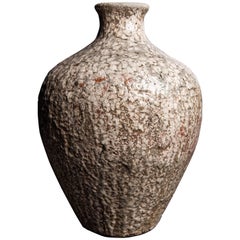 Impactful and Stylish Tall Crackle Glazed Terracotta Oil Jar, Midcentury