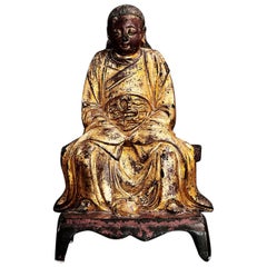 Antique Late Ming Period Bronze, Lacquered and Gilded Zhen Wu