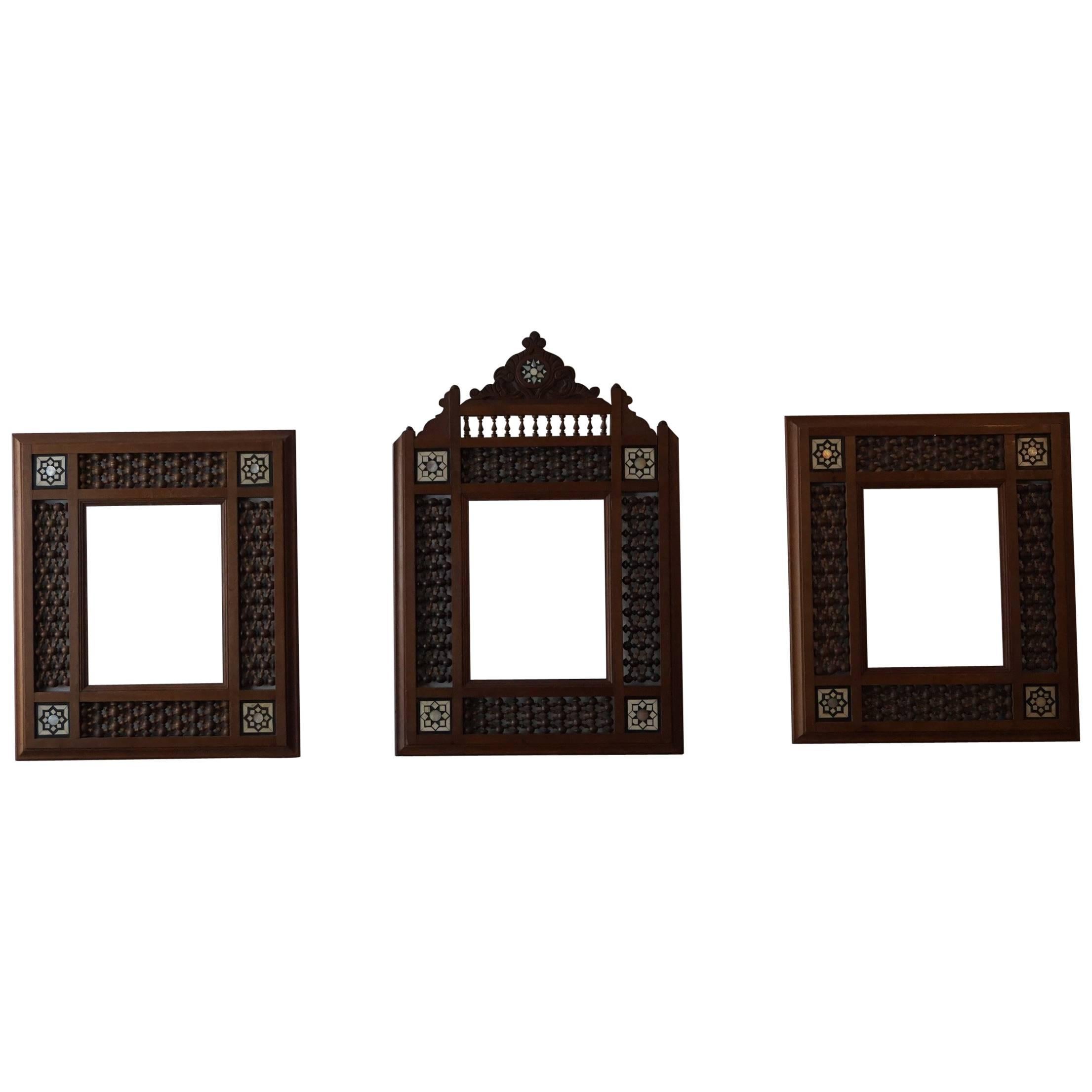 Rare Early 20th Century Handcrafted Set of Moorish Arabic Inlaid Picture Frames