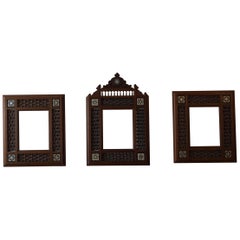 Rare Early 20th Century Handcrafted Set of Moorish Arabic Inlaid Picture Frames