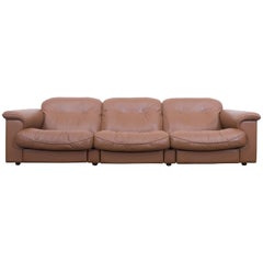 Cognac leather De Sede Mid-Century modern Adjustable DS 101 Three Seater Sofa 