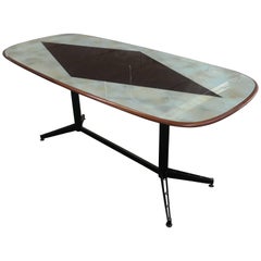 Italian Table from 1960s with Geometrical Decoration on the Top.