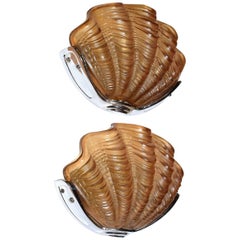 Matching Pair of English Shell Wall Light Sconces