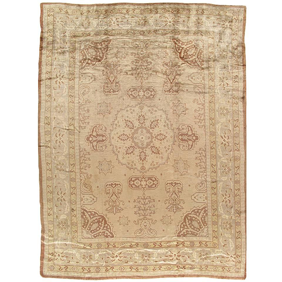 Antique Angora Oushak, Handmade Turkish Oriental Rug, circa 1890s, Soft For Sale