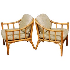 Paire de fauteuils de salon en bambou organique et moderne par McGuire