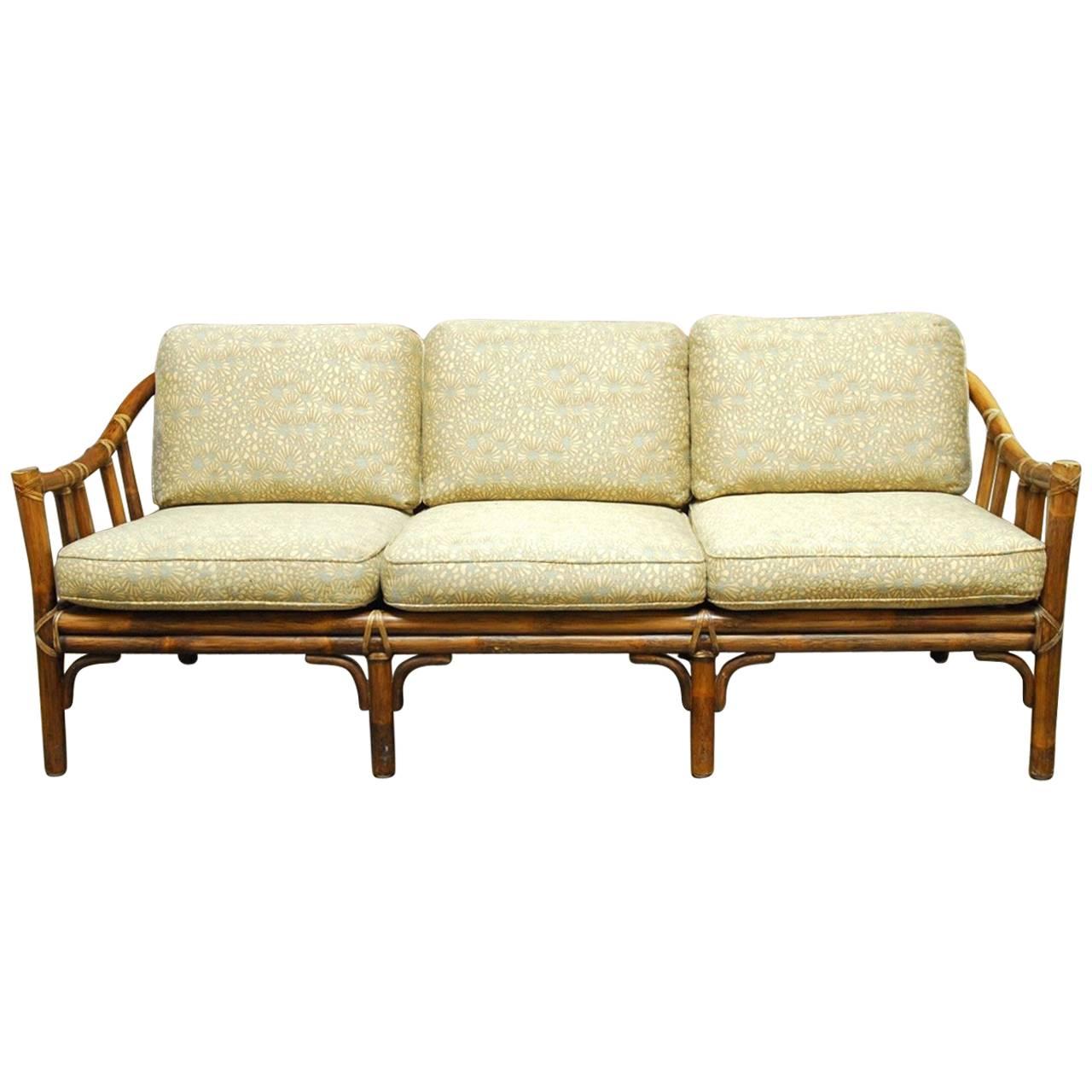 Organic Modern Bamboo Rattan Sofa by McGuire