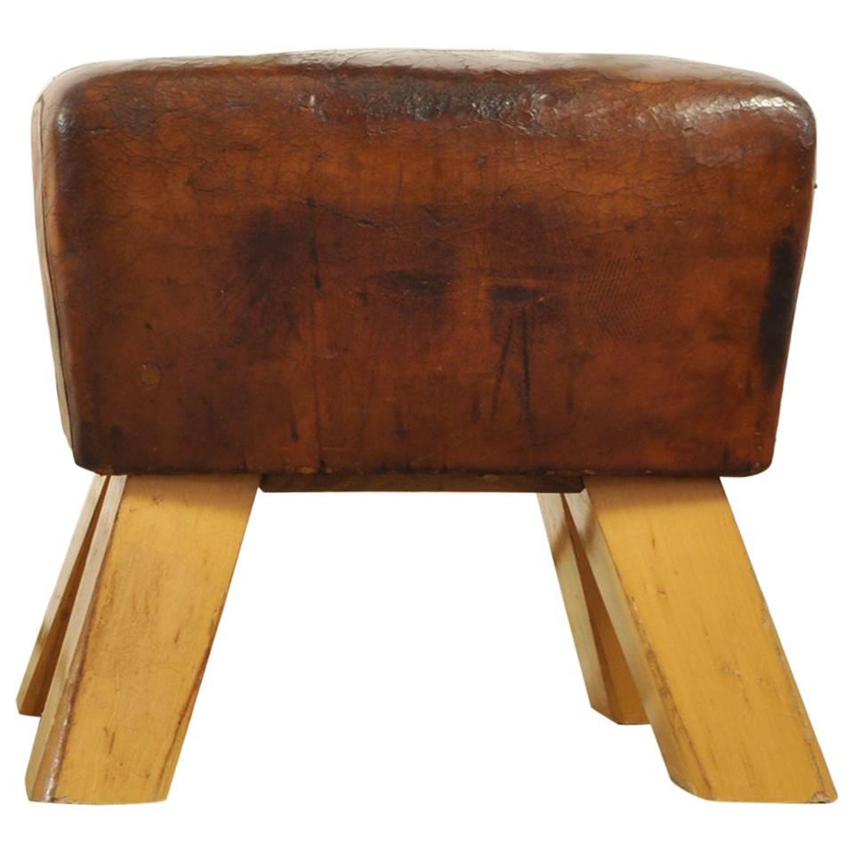 Small Vintage Reclaimed Leather Pommel Horse Bench