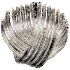 Curvati Murano Chandelier, Clear Crystal Triedri,  certified Carlo Nason