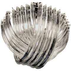 Curvati Murano Chandelier, Clear Crystal Triedri,  certified Carlo Nason 