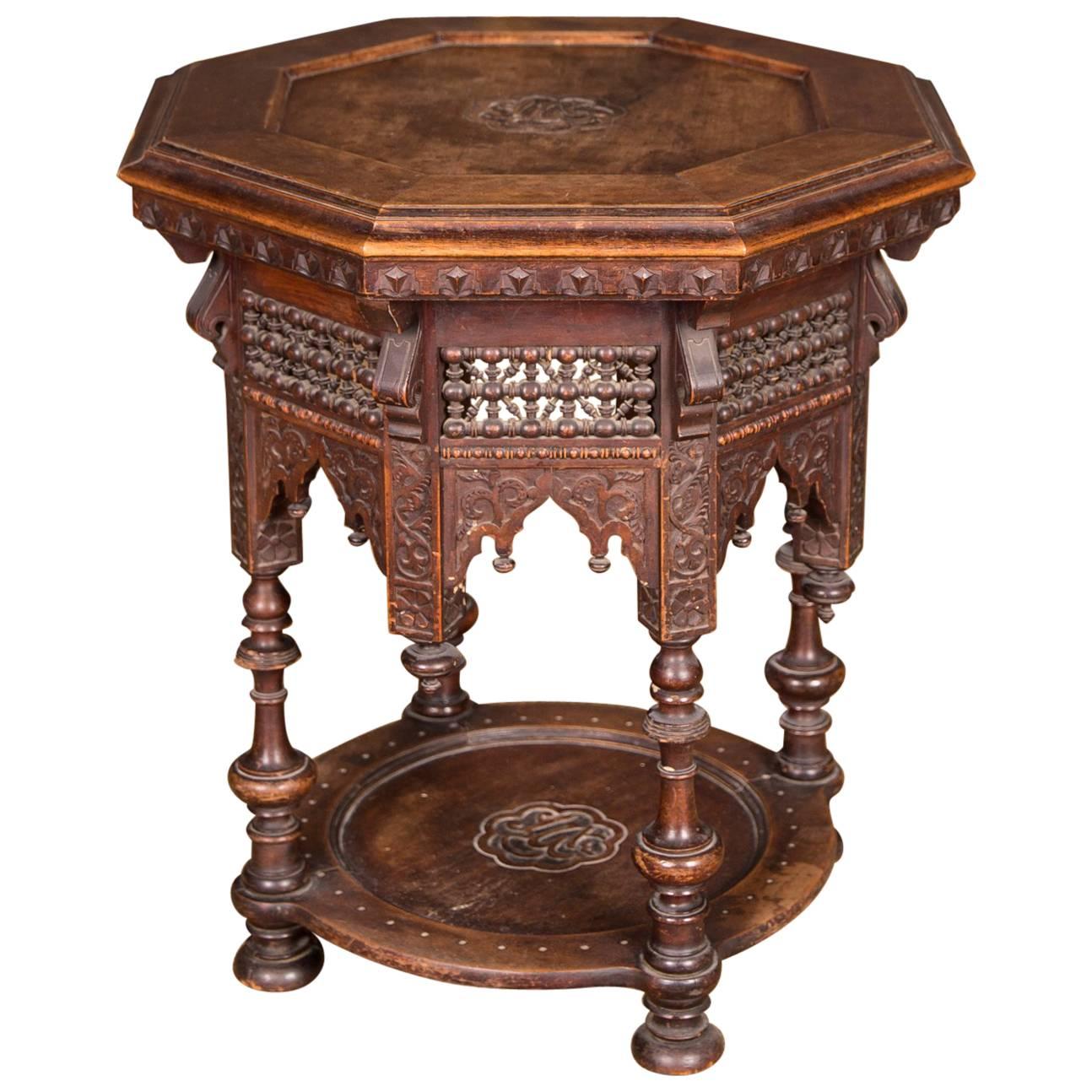 19th Century, Oriental Octogonal Table with Inlaid, circa 1900