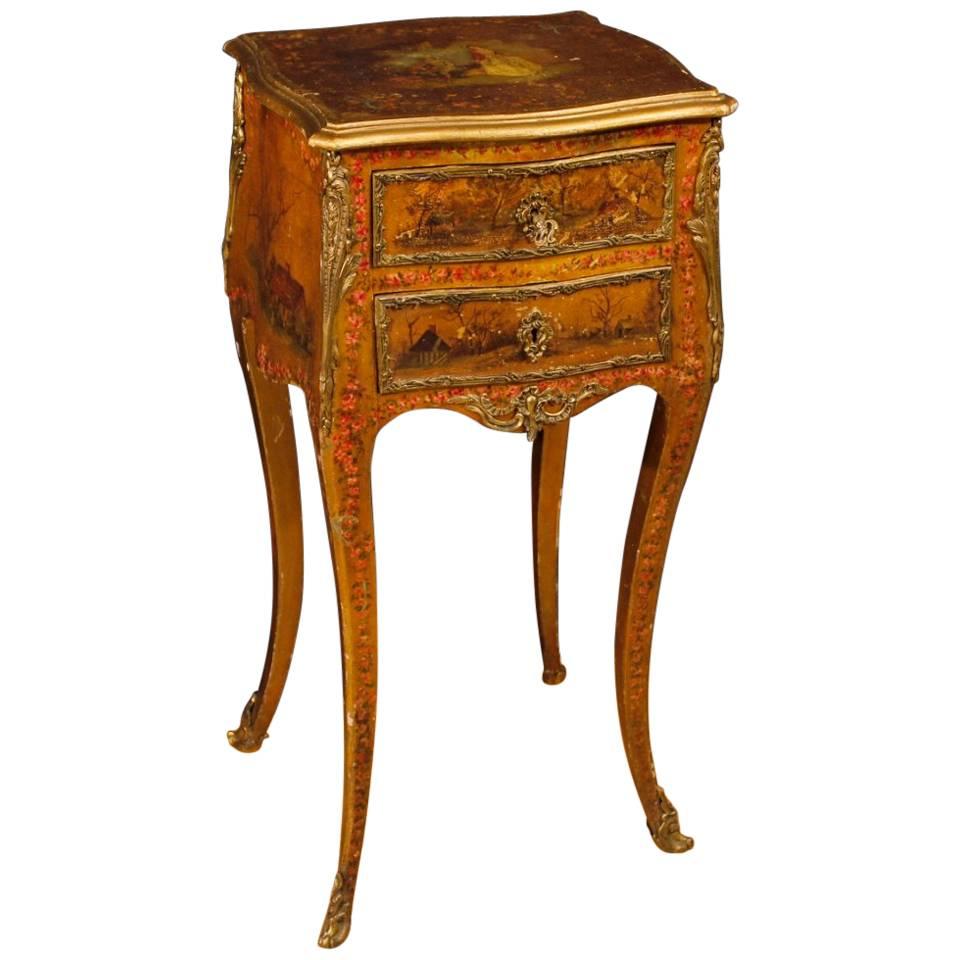 20th Century, French Lacquered, Painted Side Table