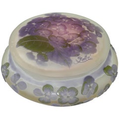 Emile Galle Cameo Glass Lidded Powder Box, circa 1900