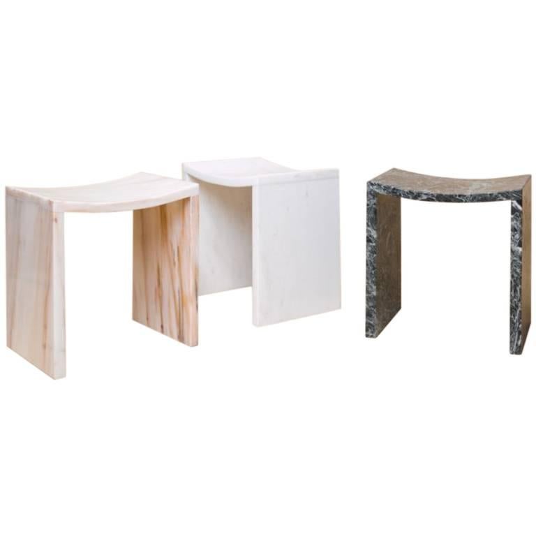 Bent Stool by Objects of Common Interest, Solid Marble For Sale