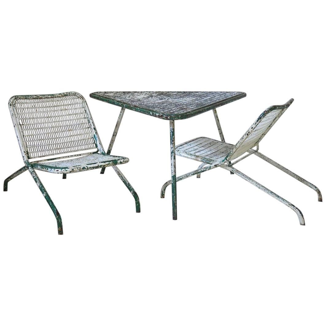 1950s Low Patio Set 'Table and Two Chairs'