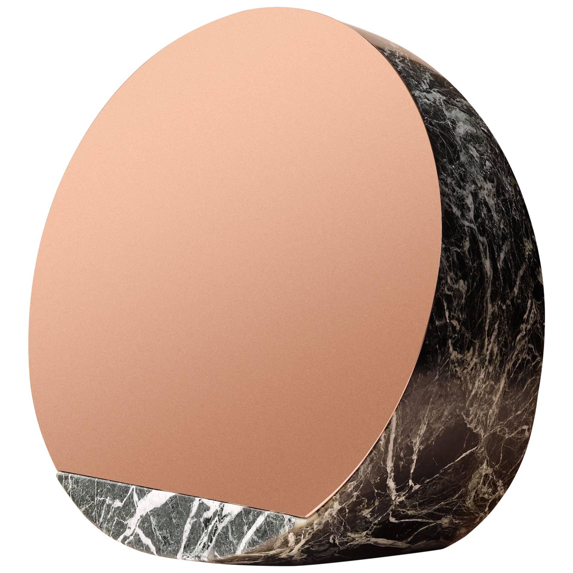 Marble Mirror by Objects of Common Interest, Solid Marble & Polished Copper A ss For Sale