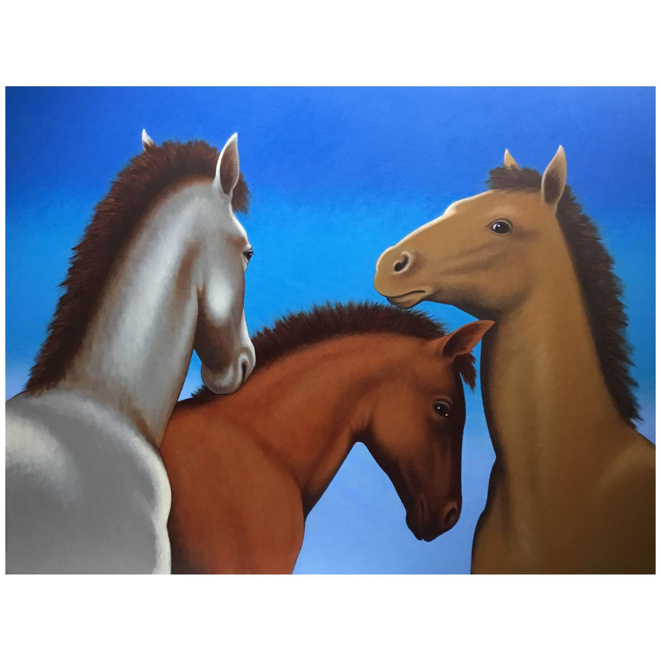 Foals, Gemälde von Lynn Curlee im Angebot