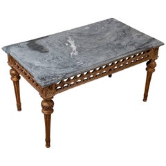 Antique Marble-Top Gilt French Coffee Occasional Table Art Deco Mid-20th Century