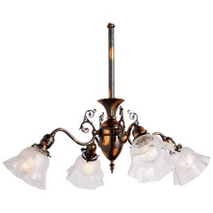 Victorian Four-Light Chandelier with Polished Japanned Copper Finish, circa 1905