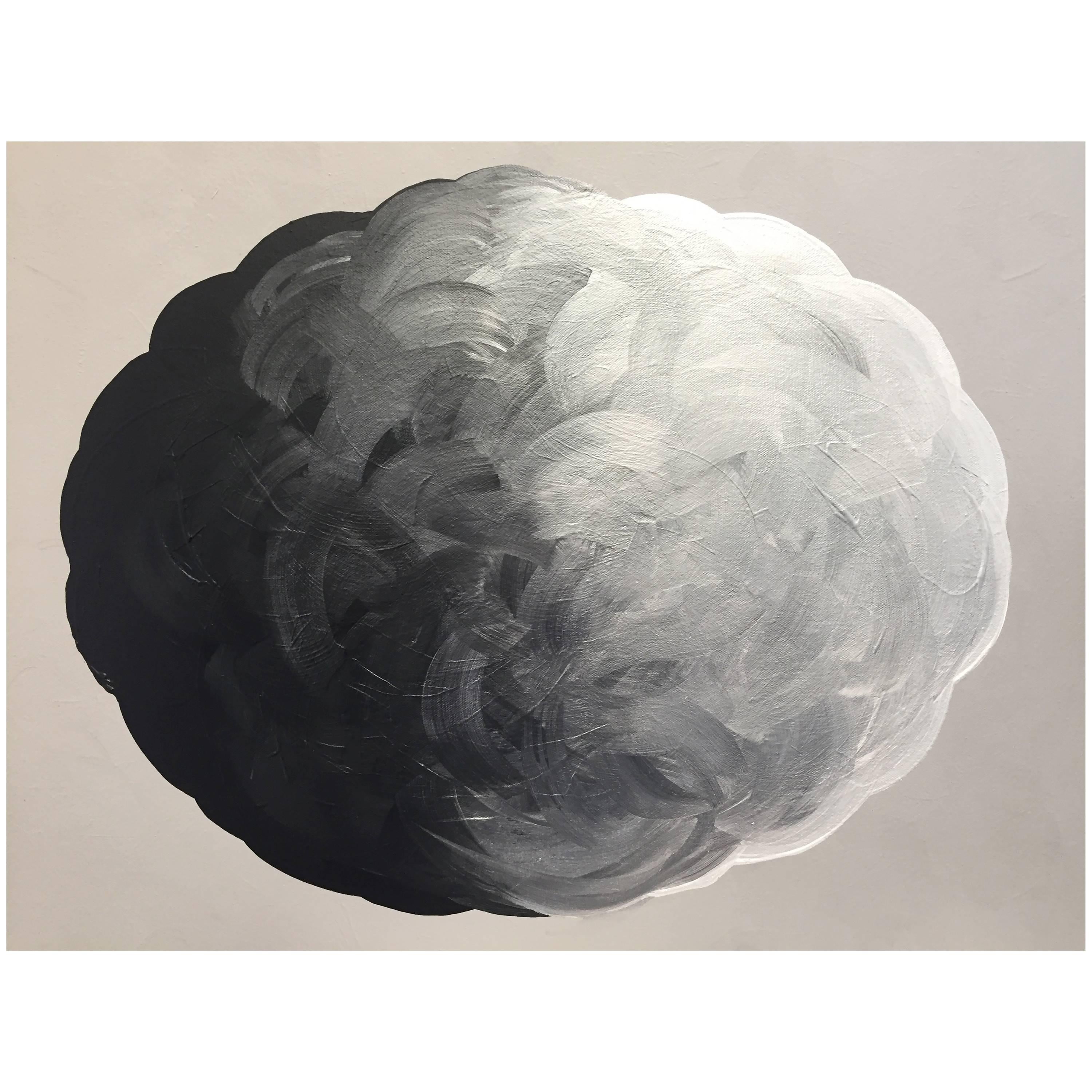 RoCocoCloud Painting by DLeuci Contemporary Abstract Black Grey Silver Acrylic For Sale