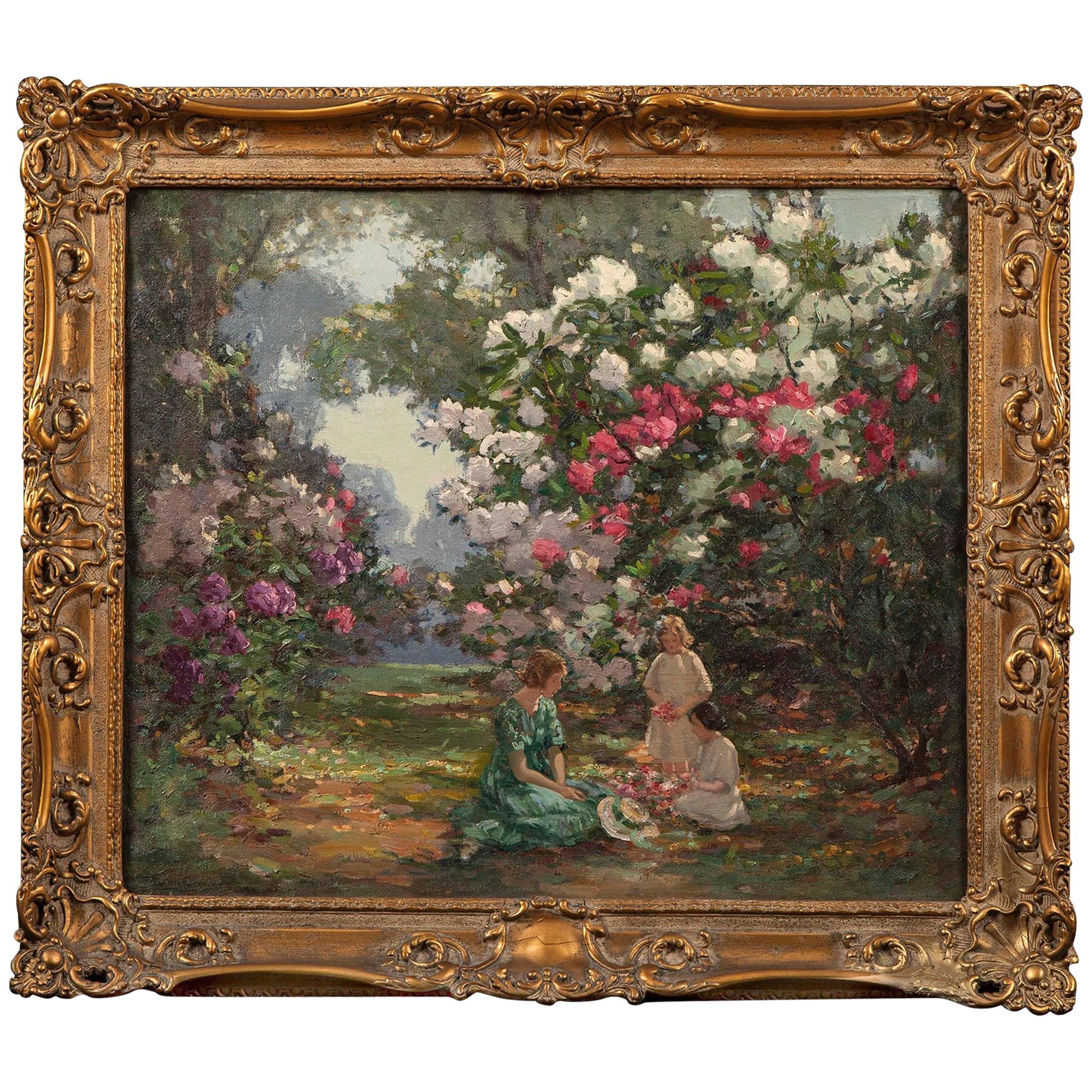 Peinture anglaise du 20e siècle « Kew Gardens » par Augustus W. Enness en vente