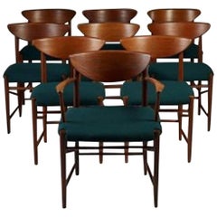 Exceptional Peter Hvidt Dining Chars and Armchairs Set, Rare First Edition