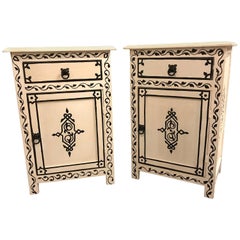Pair of Hand-Painted Moroccan Nightstands or End Tables