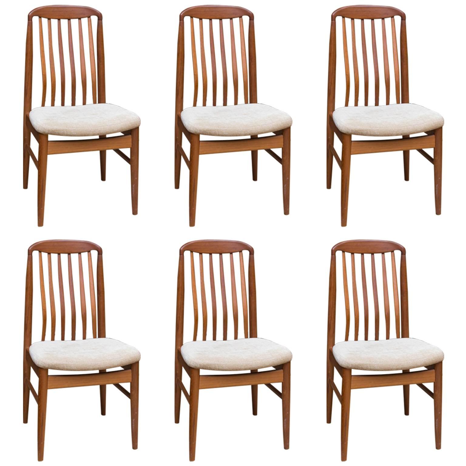 Set of Six Danish Modern Ansager Mobler Teak Dining Chairs