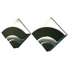 Pair of Brass and Metal Sconces in the Style of Gabriella Crespi, Italy, 1980s