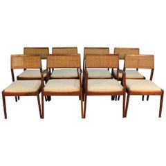 Early 1950s Original Jens Risom Caned Dining Chairs and Armchairs Set