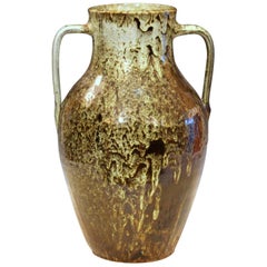 North Carolina Folk Art Pottery JB Cole Southern Vase Double Dipped Gloppy Glaze