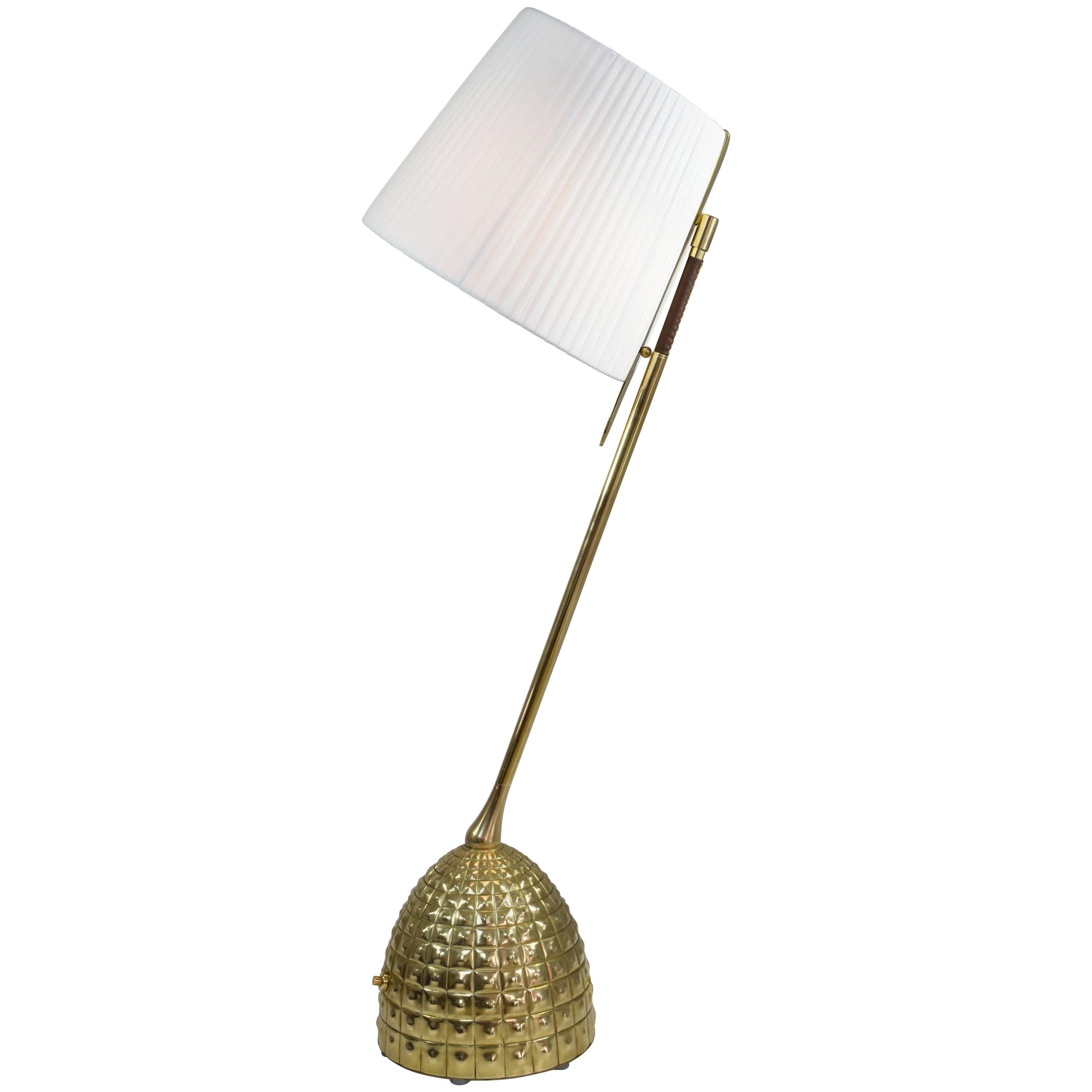 Modern Infinitus-VI Tall Contemporary Brass Table Lamp, Flow Collection