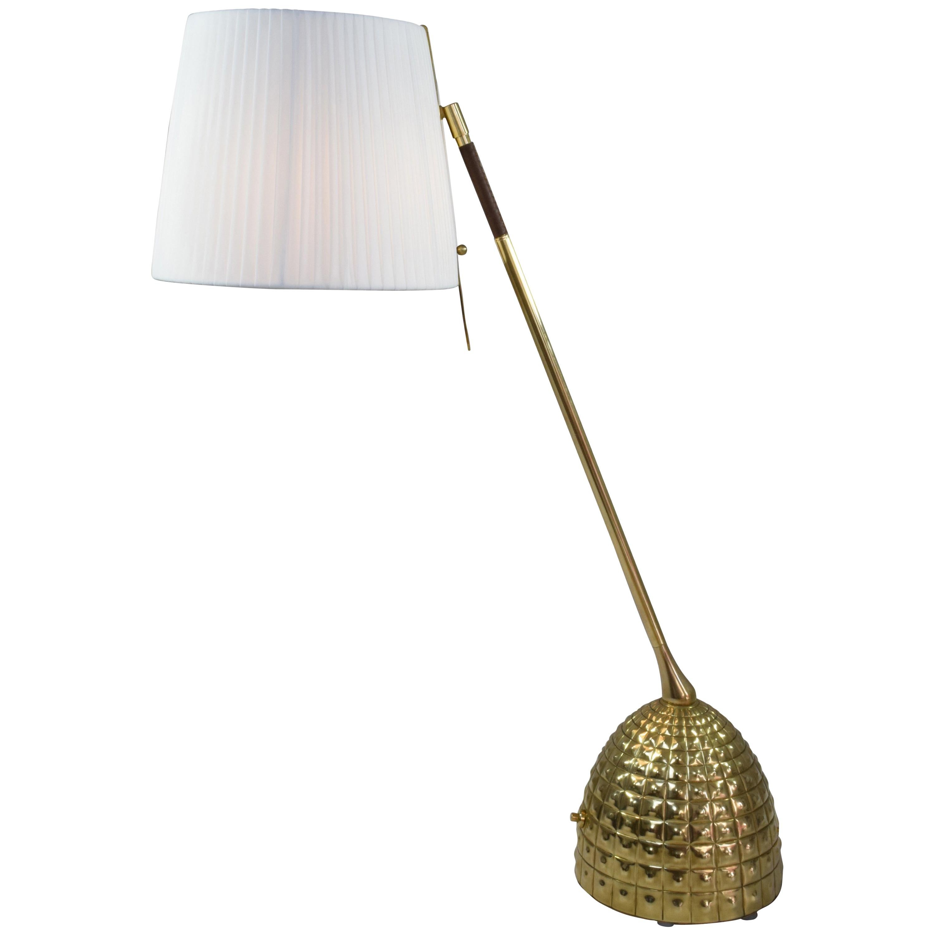 Infinitus-VI Tall Contemporary Brass Table Lamp, Flow Collection