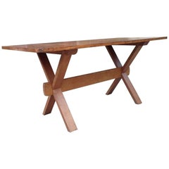 Heals Attri, an Arts & Crafts Space Saving Oak Dining Table with X Frame Legs