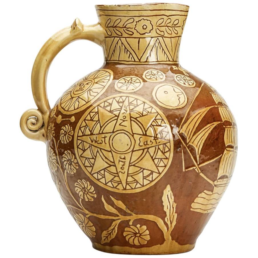 Edwin Beer Fishley Fremington Slipware Nautical Jug, 19th Century