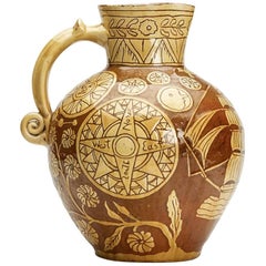 Edwin Beer Fishley Fremington Slipware Nautical Jug, 19th Century