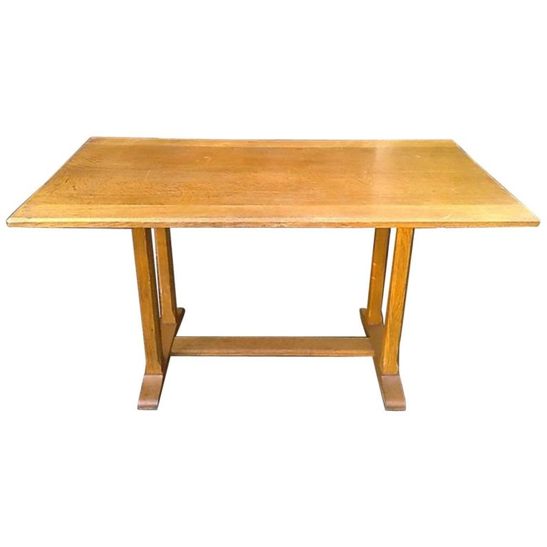 Heals, an Arts and Crafts Oak Dining Table with Hand Chamfered Edges