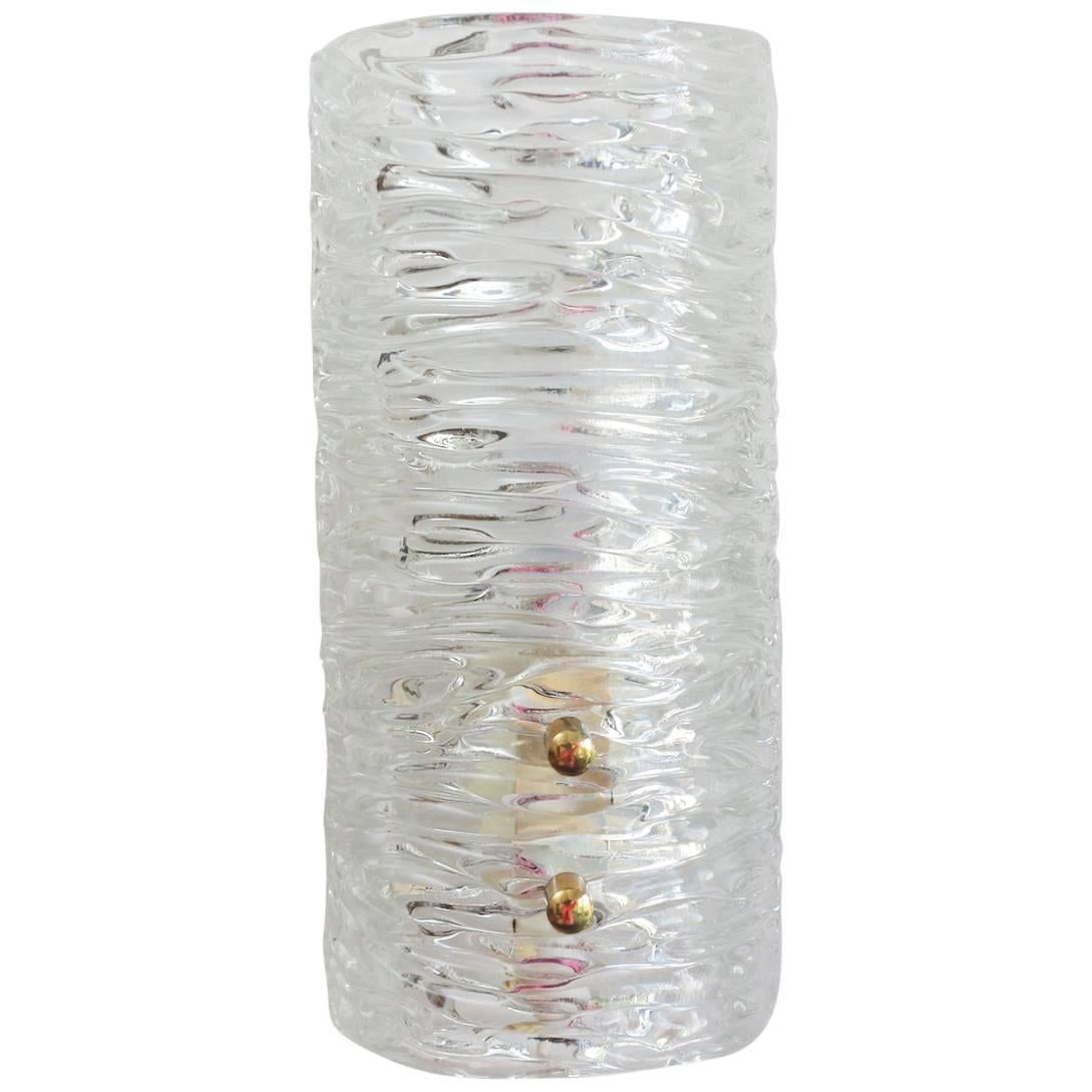 Single Orrefors Scandinavian Modern Textured Glass Sconce by Gunnar Fagerlund For Sale
