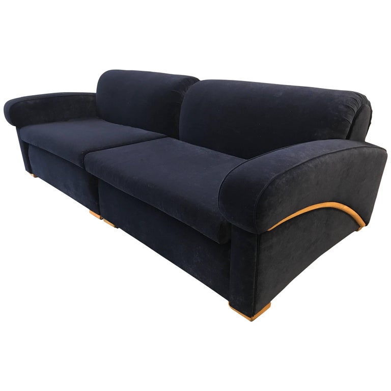 Art Deco Royal Blue Sofa Sectional For Sale at 1stdibs