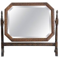Carved Oak American Arts & Crafts Vanity Tilt Mirror