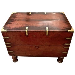 Early 19th Century English Mahogany Footed Campaign Chest or Trunk