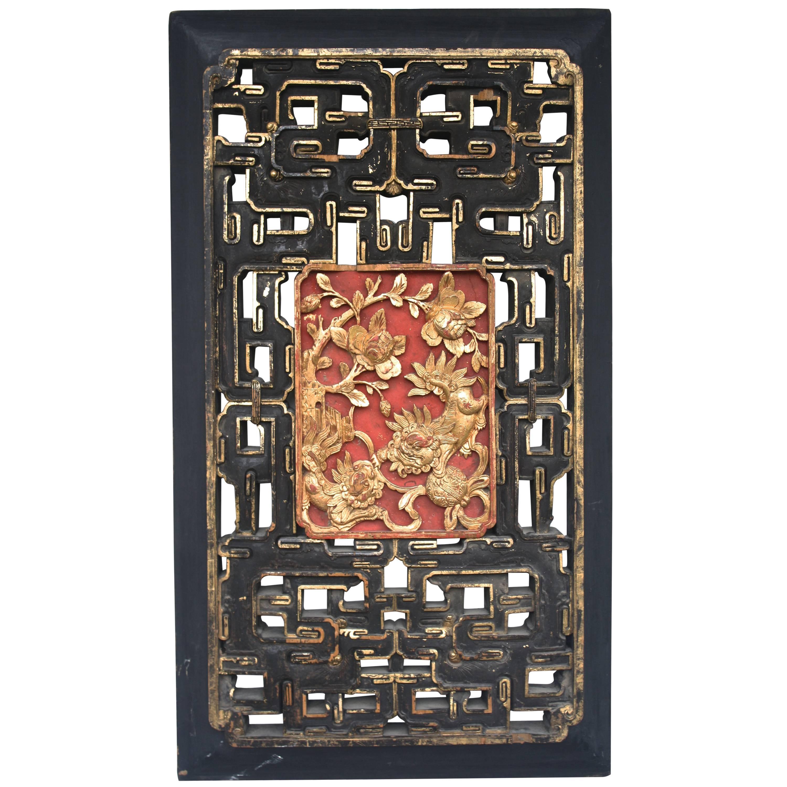 Chinese 'Guardian Lion' Door Panel For Sale