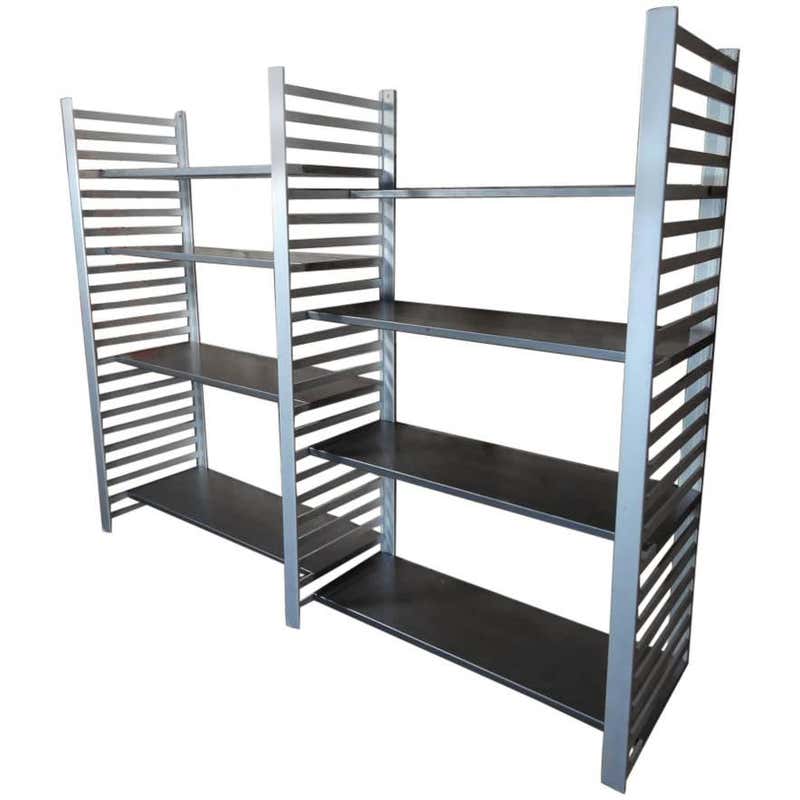 Custom Industrial Display Rack with Vintage Industrial Baskets For Sale ...