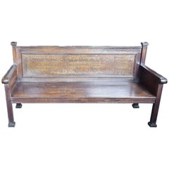 Antique Quartersawn Oak Train Bench