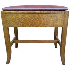 Heals Attributed, Arts & Crafts Cotswold School Oak Stool with a Hidden Drawer